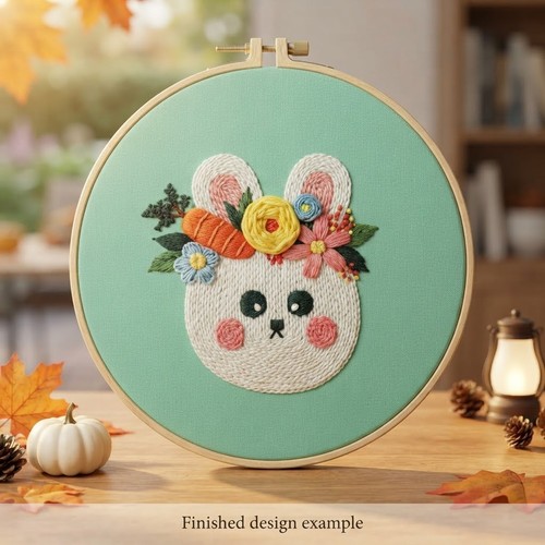 Rabbit embroidery kit flowers - rabbit,