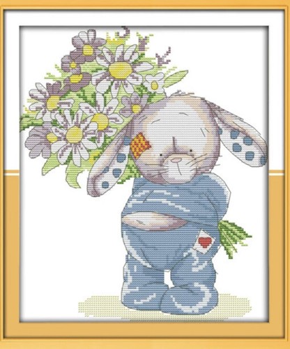Little rabbit cross stitch kit - rabbit,